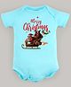 FFlirtygo Christmas Theme Cotton Half Sleeves Merry Christmas With Ride Printed Onesie - Turquoise