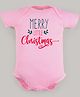 FFlirtygo Christmas Theme Cotton Half Sleeves Merry Little Christmas Printed Onesie - Pink