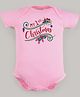 FFlirtygo Cotton Christmas Theme Half Sleeves My 1st Christmas Text Printed Onesie - Pink