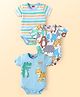 Babyhug Interlock Knit Half Sleeves Onesies With Animal & Dino Print Pack of 3 - Blue & White