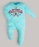 FFlirtygo Christmas Theme Cotton Full Sleeves My First Christmas Printed Romper - Turquoise