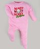 FFlirtygo Christmas Theme Cotton Full Sleeves Merry Merry Merry Christmas Printed Romper - Pink