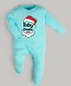 FFlirtygo Christmas Theme Cotton Full Sleeves Baby Santa Printed Romper - Turquoise