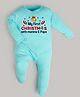 FFlirtygo Christmas Theme Cotton Full Sleeves My First Christmas With Mumma Papa Printed Romper - Turquoise