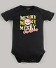 FFlirtygo Christmas Theme Cotton Half Sleeves Merry Merry Merry Christmas Printed Onesie - Black