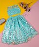 Saka Designs By Sapna Net Woven Sleeveless Floral Embroidered & Sequins Embellished Lehenga Choli Set - Blue