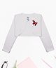 Kiddopanti Fleece Full Sleeves Unicorn Applique Detailed Crop Shrug - White