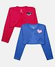 Kiddopanti Fleece Pack Of 2 Full Sleeves Hearts Shaped Sequins Embellished Crop Shrugs - Pink & Blue
