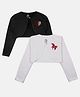 Kiddopanti Fleece Pack Of 2 Full Sleeves Heart & Unicorn Shaped Sequins Embellished Crop Shrugs - Black & White