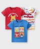 Babyhug Disney Single Jersey Knit Half Sleeve T-shirt With Winnie & Friends Graphic Pack Of 3 - Red Blue & White