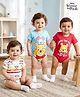 Babyhug Disney Interlock Knit Half Sleeves Onesies With Winnie The Pooh & Friends Graphics Pack of 3 - Light Blue Red & White