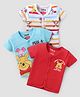 Babyhug Disney Interlock Knit Half Sleeves Jhablas With Winnie The Pooh & Friends Graphics Pack of 3 - Red Blue & White