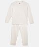 Mackly Full Sleeves Solid Thermal Tee With Coordinating Pajama Set - Off White