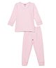 Mackly Full Sleeves Solid Thermal Tee With Coordinating Pajama Set - Pink