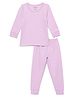 Mackly Full Sleeves Solid Thermal Tee With Coordinating Pajama Set - Purple