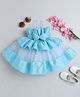 TINY MINY MEE Elastane Sleeveless Bow Applique Detailed & Colour Blocked Dress - Blue