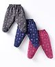 Simply Interlock Knit Bootie Leggings with Bunny Print Pack of 3- Plum Grey & Navy  Blue