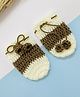 Little Peas Handmade Colour Blocked Mittens - Off White & Brown