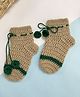 Little Peas Handmade Striped  Socks - Dark Beige & Dark Green