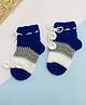 Little Peas Handmade Colour Blocked Socks - Navy Blue White & Grey