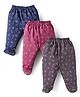 Simply Interlock Knit Bootie Leggings with Bunny Print Pack of 3 - Plum Grey & Blue