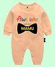 The Peppy Tend 100% Cotton Full Sleeves Awesome Like My Mamu Text Printed Romper - Peach