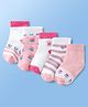 Doodle Poodle Cotton Knit Ankle Length Socks with Floral Design Pack of 5 - White & Pink