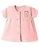 Pink Rabbit Single Jersey Knit Half Sleeves Front Open Frock with Pretty Girl Print - Peach