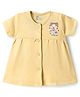 Pink Rabbit Single Jersey Knit Half Sleeves Front Open Frock with Pretty Girl Print - Yellow