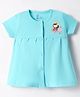 Pink Rabbit Single Jersey Knit Half Sleeves Front Open Frock with Pretty Girl Print - Light Blue