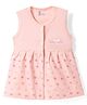 Pink Rabbit Single Jersey Knit Sleeveless Front Open Frock with Heart Print - Peach