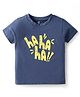 Pink Rabbit Single Jersey Knit Half Sleeves T-Shirt with Ha Ha Ha Text Print - Navy Blue