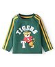 Babyhug Cotton Knit Full Raglan Sleeves T-Shirt with Tiger Print & Embroidered Text - Green