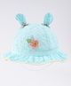 Babyhug Cotton Bucket Hat with Floral & Ear Applique - Light Blue
