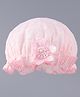 Babyhug Chiffon Bucket Hat with Floral Applique - Pink(Flower shape may vary)