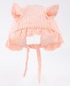 Babyhug Chiffon Bucket Hat with Knot & Ears Applique - Peach