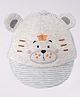 Babyhug Cotton Baseball Cap with Bear Applique - Grey