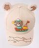 Babyhug Free Size Baseball Cap With Ear Applique & Bear Patch  - Beige