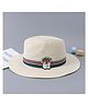 Babyhug Free Size Straw Hat With Teddy Bear Applique - White