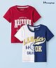 Honeyhap Premium  100% Cotton Knit With Bio Finish Half Sleeves T-Shirts With Arizona Text Print Pack of 2 - Banana Limoges & Savvy Red