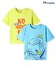 Honeyhap Premium 100% Cotton Knit Half Sleeves T-Shirts With Surfing Print Pack of 2 - Yellow Plum & Splish Splash