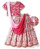 EARTHY TOUCH Single Jersey Knit Half Sleeves Choli Lehenga Set with Dupatta Floral Print & Tassle Detailing - Pink