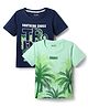 Honeyhap Premium 100% Cotton Knit Half Sleeves Striped T-Shirts with Bio Finish & Gaming Print Pack of 2 - Navy Peony & Bay