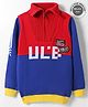 UCB Cotton Woven Full Sleeves Sweater with Text Patch Detailing - Royal Blue