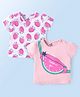 Doodle Poodle Single Jersey Knit Half Sleeves Tropical Theme Printed T-Shirts Pack Of 2 - Pink White