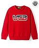 UCB Knitted Full Sleeves Sweatshirt with Text Print - Red