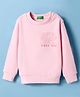 UCB Knitted Full Sleeves Sweatshirt with Text Print - Pink
