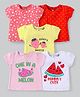 Doodle Poodle 100% Cotton Knit Half Sleeves Tops With Fruit Print Pack of 5 - Multicolor