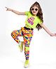 Ollington St. Cotton Half Sleeves Top with Text Print & Camouflage Printed Cargo Joggers Set - Green & Multicolor