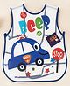 Yellow Bee PVC Car-Themed Waterproof Bib with Stop Sign and Traffic Icons for Boys, Dark Blue